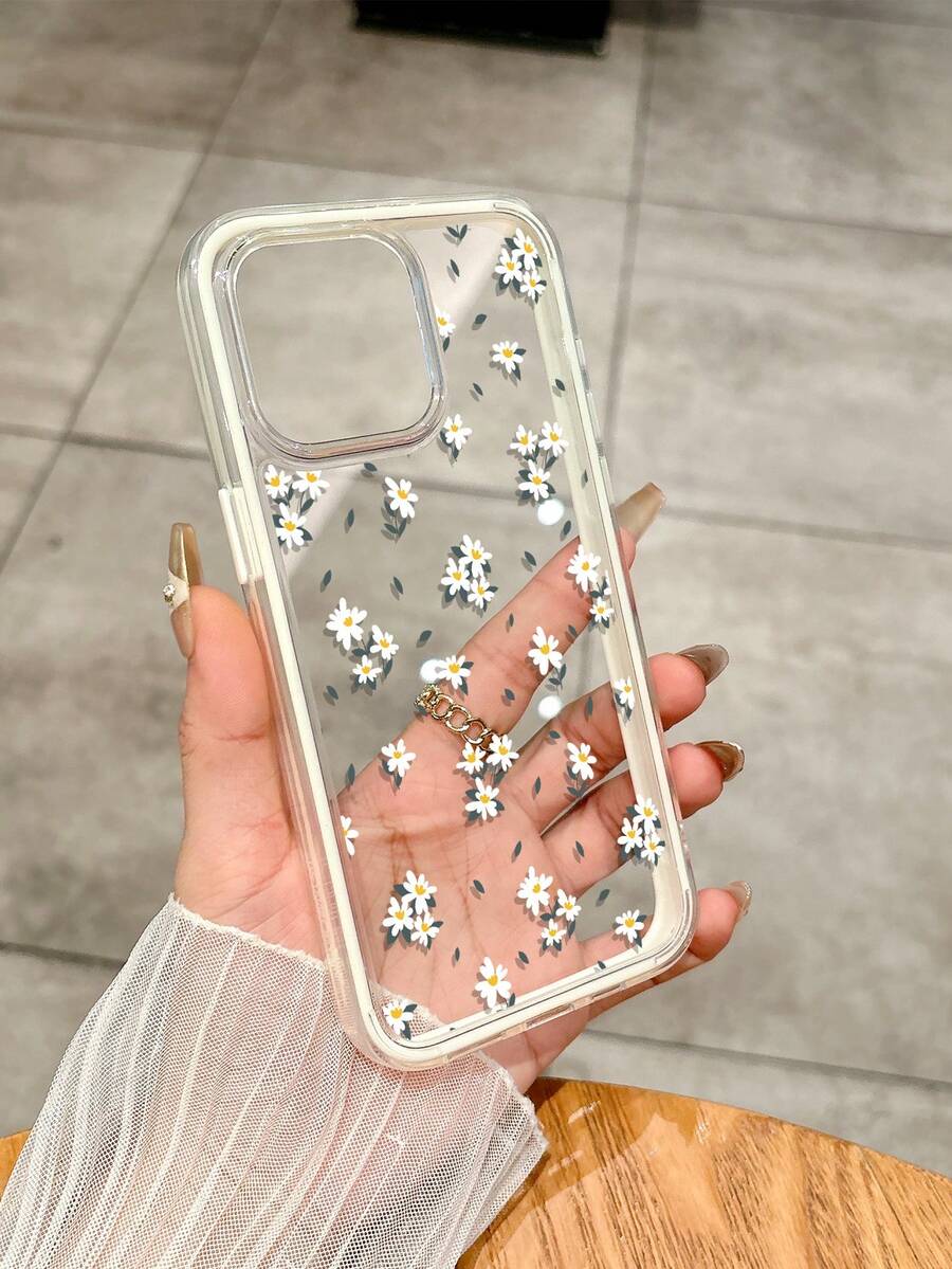 Ins Style 高品质多巴胺色彩系列 极简小碎花白色纯色边框手机壳 适用于 15/16 Pro Max 创意苹果11/12/13/14 Pro防摔手机壳 - 彩色 - 查看 1