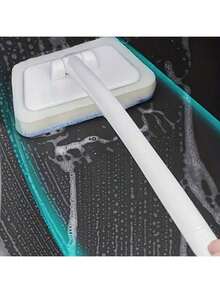 1pc Long Handle Sponge Head Cleaning Brush, Strong Decontamination, Easy To Clean Bathroom Wall Tiles, Suitable For Home Cleaning, Makes Cleaning More Effortless And Efficient.