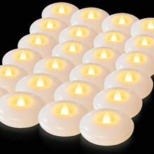 Homemory 24 nến nổi LED không ngọn lửa 3 inch, pin trắng 200 giờ, nến tealight chống nước dùng cho bình hoa trụ, đồ trang trí trung tâm tại tiệc cưới, tiệc tùng, hồ bơi, đồ trang trí Giáng sinh tại nhà, quà tặng Giáng sinh, đồ trang trí Giáng sinh - trắng - Xem 8