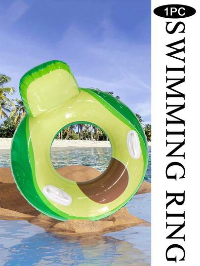 1pc Avocado Backrest Swimming Ring, Portable Inflatable Handle Swimming Ring, Adult Underarm Swimming Ring, Backrest Swimming Ring, Inflatable Thick Swimming Ring With High Buoyancy, Swimming Training Equipment Underarm Ring, Water Sports Life Buoy (No Air Pump)