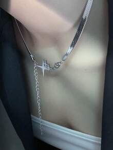 1 件时尚钛金星形吊坠项链，适合男士