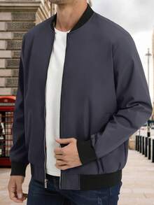 Cotrasen Men's Lightweight Jacket Bomber Jacket Spring Autumn Windbreaker Casual Running Golf Jackets - Dark Grey - View 2