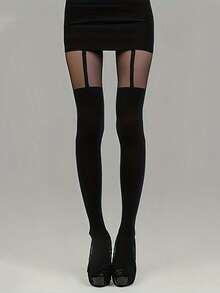 1件女士时尚仿吊带紧身裤