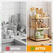 Superlele 2/3 Tier Bathroom Counter Organizer, Bathroom Counter Tray And Vanity Organizer, Wood Corner Countertop Tray For Home Decor, Dresser