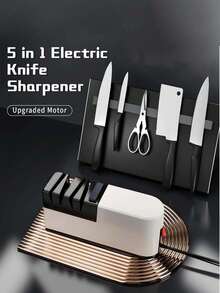 1pc Electric Knife Sharpener, USB Rechargeable Automatic Knife & Scissor Sharpener, 5-Second Quick Sharpening & Polishing, Multi-Functional Portable Kitchen Knife Sharpener Tool - White - View 13