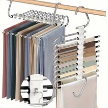 9-Tier Hanger Saves Space. Multi-Functional Hanger Made Of Stainless Steel, Suitable For Storing Pants, Jeans, Leggings, Long Pants, Antique Black Ones. - Black - View 2
