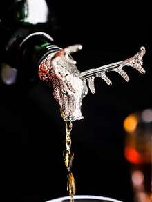 Deer Head Shape Embossed Champagne Whiskey Decanter, Suitable For Kitchen, Dining, Party, Holiday Celebration, Wedding, Ideal Gift For Men