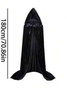 1pc Unisex Party Performance Hooded Cape Cloak With Velvet Fabric, Ideal For Various Festivals, Halloween Cosplay Costume, , Devil, Vampire, Dress Up,Festival Costume Props,Christmas Costumes.(The Color And Material Of The Rope On The Cloak Are Random) - Multicolor - View 14