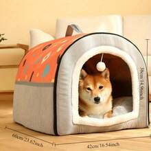 Casa cerrada para mascotas, cama cálida para perros, villa para gatos, nido para mascotas para perros y gatos en todas las estaciones