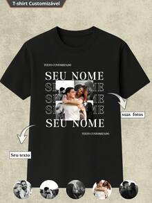 Camisetão Bootlag Personalizado com suas fotos mas tshirt - Preto - Visão 1