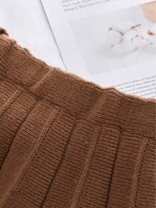 Bộ quần áo áo len ấm áp mùa đông cho bé gái gồm áo một hàng khuy thêu hoa và chân váy trơn màu 2 món - Cà phê nâu - Xem 8