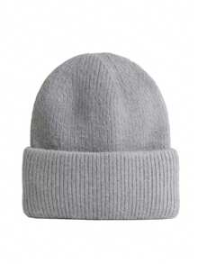 1 قطعة قبعة محبوكة من شعر الأرنب للنساء في فصلي الخريف والشتاء، قبعات محبوكة دافئة بأذرع للأذن للرجال، قبعة دافئة ذات نسيج فاخر للتزلج في الهواء الطلق، قبعة بلون واحد عصرية وبسيطة بتصميم كبير