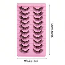 10 Pairs Of 6-14mm False Eyelashes! Curly And Thick Super Adhesive -3D, Reusable, Soft, Lightweight, Artificial Mink Eyelash, Suitable For Date/Travel/Photography, Amplify Your Eyes To Show Vitality, Exquisite Eye Makeup, No Style Selection - 濃密款 - 查看 10