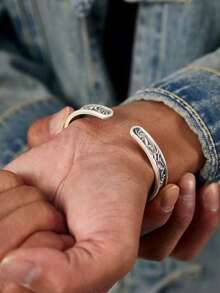 1 件复古编织线手链金属袖口手镯，男女通用嘻哈手链，适合送礼、派对和日常佩戴