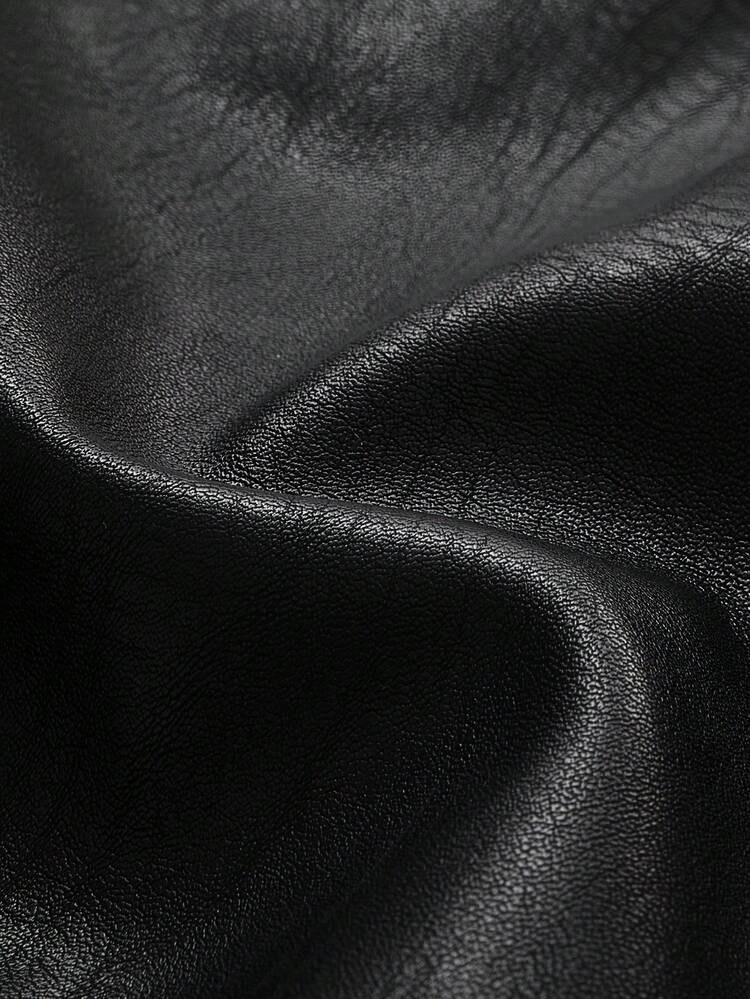 Eleganter Bleistiftrock in Midi-Länge mit hoher Taille, schlanker Passform, Vintage-Leder, schwarz, für den täglichen Büroalltag im Frühling - Schwarz - Übersicht 7