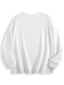 Manhattan University New York Men's Retro Preppy Style Sweatshirt - White With Blue Lettering And An "M" Logo, Cotton Blend Long-Sleeved Crew Neck Pullover, Suitable For Casual Streetwear For College Students And Alumni, Machine Washable Fall/Winter Sweater, Men's Printed Sweatshirt. - 白色 - 查看 3