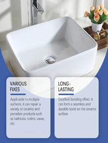 2pcs Multi-Purpose Ceramic Glue, Home Tile Care, Kitchen & Bathroom Marble Floor Grout Filler, Tile Repair Adhesive, Marble, Floor, Bathroom Sink Repair Paste, Quick Fix, No Need To Replace, Hard As Ceramic, Invisible Repair, Waterproof & Mildew-Proof, Easy To Use, Strong Adhesion, Versatile Use