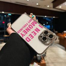 Actitud Audaz! Funda de Teléfono Plateada de Lujo con Diseño Profesional, Texto Rosa Llamativo, Patrón Inspirador - Impresión de Alta Definición, Resistente al Desgaste, Antideslizante con Protección de Cámara, Cobertura Completa de PC Adecuada para Todos los Modelos de 16/15/14/13/12, Bienvenido a Comprar y Usar - Colores mixtos - Ver 3