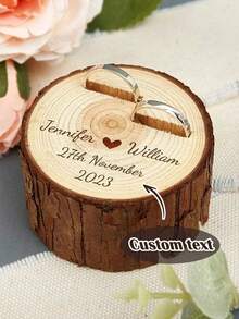 Personalized Double Slot Ring Box, Customized Wooden Ring Box For Wedding, Engagement, Proposal, Anniversary Gift, Unique Ideal Gift For Him And Her - Boyfriend, Girlfriend, Valentine's Day, Mother's Day, Birthday, Father's Day, Graduation, Wedding