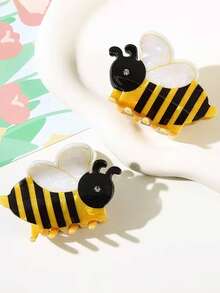 1pc Cute Bee Design Hair Clip For Little Girls, Cartoon Animal Hair Accessory, Small Claw Clip - Yellow - View 3