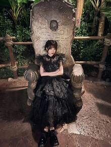 1pc Wednesday Addams Black Dress Cosplay Costume, Halloween Adams Family/ Princess Dress Cos Outfit