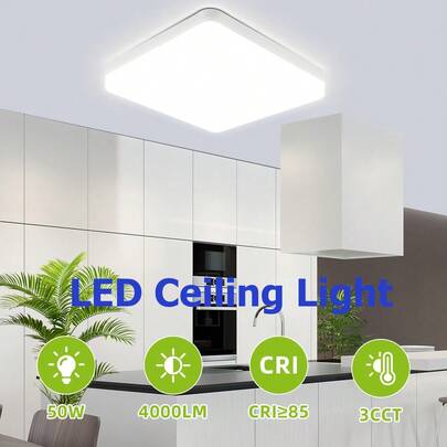 110V/220V 通用 LED 吸顶灯，方形/圆形白光灯具，6500K 明亮照明，适用于家庭、卧室、客厅、走廊、厨房、浴室、公寓、阳台、办公室