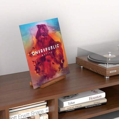 Vinyl Record Holder, Now Playing Record Stand, Solid Walnut For Tabletop Single Album Display & Storage, Gift For Record Player Accessories Lovers(Black)