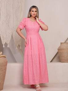 Elegant Women's Dress Simple Embroidery Button Women's All - 3D玫瑰 - 查看 2
