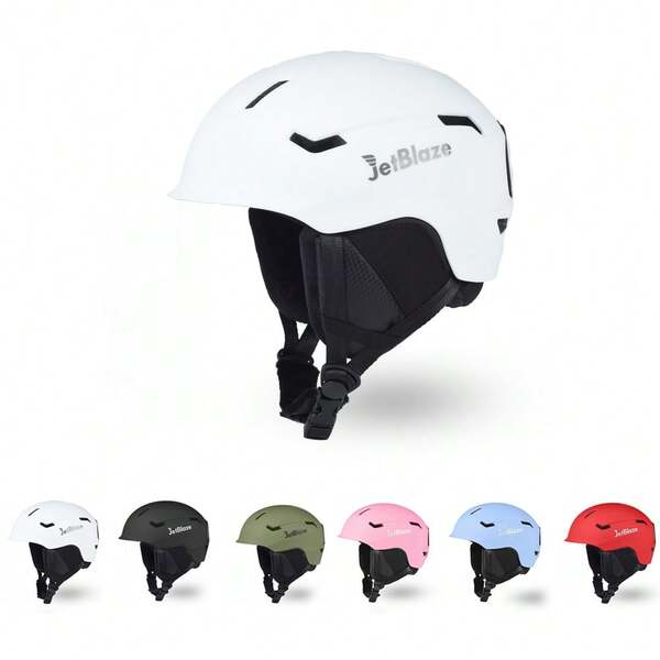 JetBlaze [Balaclava e fodera GRATIS] Casco da sci e snowboard JetBlaze, 1 pezzo, regolabile, antiurto, caldo, per sport invernali