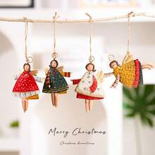 1 Painted Metal Angel Ornament Christmas Tree Decor & Holiday Craft Scene Accent Seasonal Decor, Room Accent, Home Decor Office Decor, Theme Party Decor Christmas Ornament (Random Style Shipped) - Multicolor - View 7