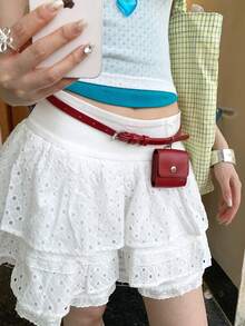 1pc Women's Fuchsia PU Leather Skinny Waist Belt, High-Quality & Versatile