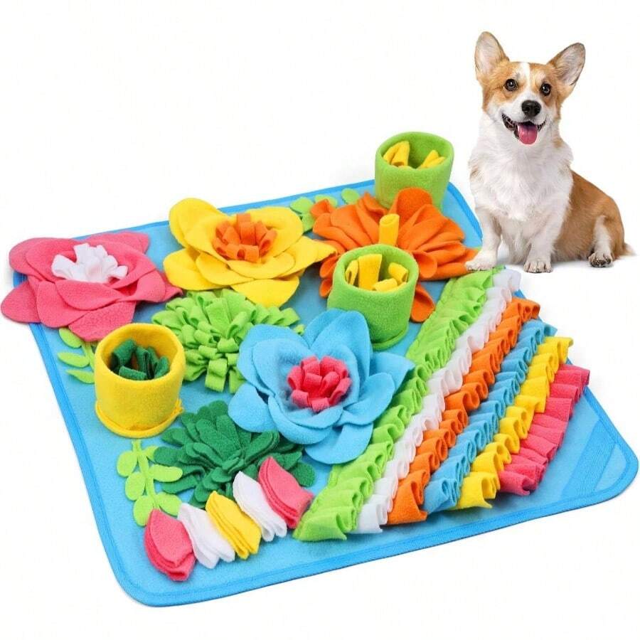 Snuffle Dogs, 20x20 Pet Treat Feeding, Interactive Dog Puzzle Toy Boredom, Slow Eating, Keep Busy, Pet Foraging Small Medium Large Dogs Cats Rabbits - 20x20吋+藍色 - 查看 1