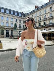 LUBI Basic Loose Fit V-Neck Cardigan, Relaxed Silhouette, Soft Knit Fabric, Solid Color, Casual Wear For Spring, Autumn & Winter, Suitable For Daily, Commute, Afternoon Tea, Travel - Beige - View 4
