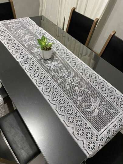 Caminho de Mesa em Renda Coqueiro Branco | Trilho 150x40cm Elegante!!!!!