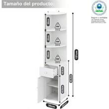 Librero, Esquinero de Madera, Librero Organizador con Cajones y Mueble Multifuncional, Librero Esquinero, Mueble Organizador Fcil de Instalar, Librero Minimalista para Sala, Estudio Blanco - Blanco - Ver 2