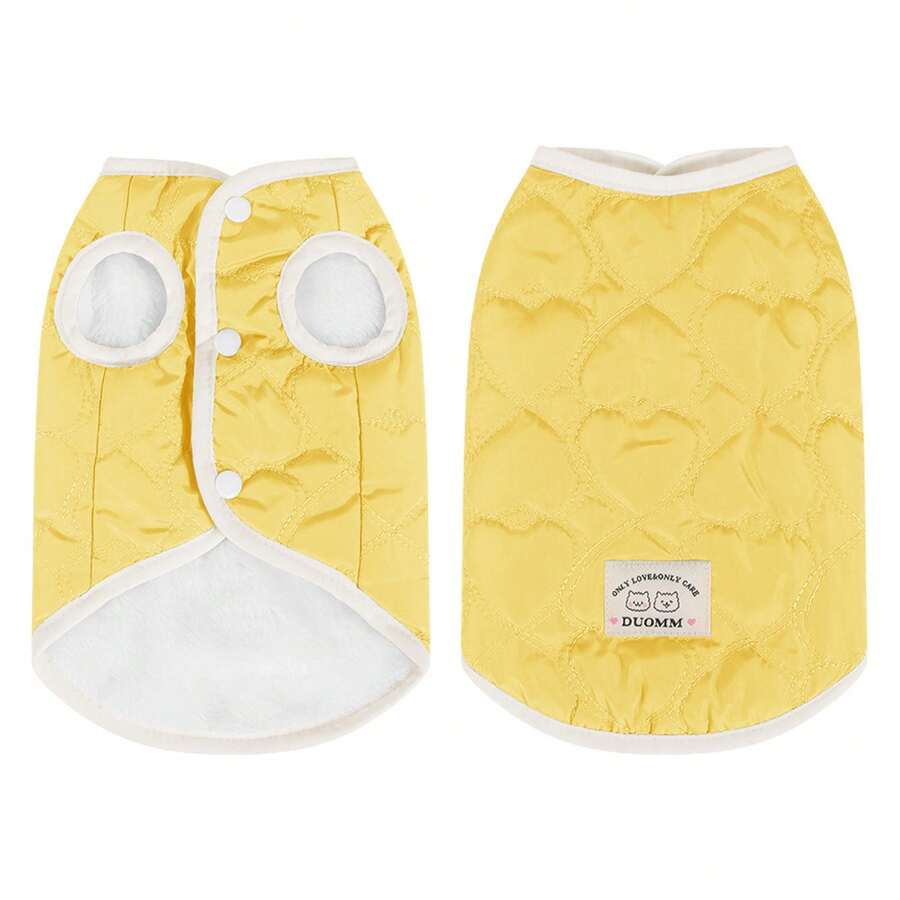 Dog Quilted Vest Jacket Contrast Color Warm Cat Coat Winter Clothes For Cold Weather Pet Apparel For Small Dogs - Yellow - View 1