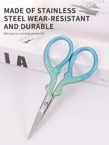 1pc Stainless Steel Ombre Precision Pointed Scissors, Multifunctional Vintage Beauty Embroidery Scissors For Facial Hair, Eyebrows, Eyelashes, Beard, Nose - Suitable For Home, Travel And Outdoor Use