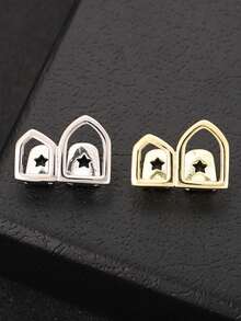 1 Phụ kiện thời trang hình răng bằng kim loại rỗng cổ điển, thích hợp đeo hàng ngày, tiệc tùng, hộp đêm, dành cho cả nam và nữ - Nhiều màu - Xem 3