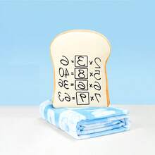 Miniso Doraemon Series Memory Bread Leisure Blanket, Featuring A Classic Bread Shape With Interesting Formula Prints, Soft And Comfortable, It Is Both A Pillow And A Quilt (1 PC) - Multicolor - View 1