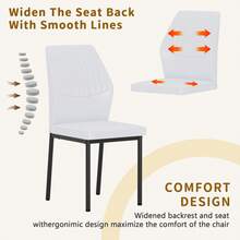 MUUOKY Modern Dining Chairs Set Of 6, Kitchen Modern Metal Chairs With Faux PU Leather Padded Seat High Back And Sturdy Gold Legs, Chairs For Dining Room, Kitchen, Living Room, Living Room, Office,  Bedroom, Kitchen, Apartment, Easy To Clean, Easy To Assembly, Home Decor - 白色+黑色 - 查看 5