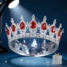 巴洛克水晶皇冠，奢华圆形皇家皇冠，优雅新娘婚礼头饰，派对头饰，金色皇冠，头冠，金色头饰，皇冠，发饰花环，头花圈，发藤，发圈，头冠，伴娘礼物，发饰 - 彩色 - 查看 21