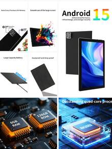 Coopers WiFi Tablet With Case, 10 Inch Android 15 Tablet PC, RK3562 4-Core 2.0Ghz/6GB RAM+128GB ROM/2MP+5MP Dual Camera/IPS Touch Screen/2.4G+5G WiFi/BT 5.0/6000mAh/ Certified Tablet PC With Keyboard Mouse Stylus Protective Case, Support Widevine L1(No Adapter) - Black - View 2