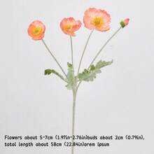 1PC Poppy Flower Simulation Flower Home Decoration Silk Flower Plush Pole Simulation Flower Ornament Hand-Held Flower Party Decoration Wedding Decoration Restaurant Table Simulation Flower Decoration Artificial Flower Branches Including Iron Wire Can Be Folded - Multicolor - View 15