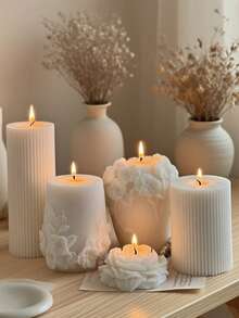 1 件圆柱形几何花卉硅胶模具 - 多用途耐热树脂/蜡烛/石膏，跨境批发、手工艺工作坊和创意 DIY 工具 - 白色 - 查看 1