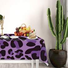 1/3pcs Leopard Print Plastic Tablecloth, Purple/Red/Pink Leopard Pattern, Disposable Hunting Animal Leopard Print Party Decoration, Bridal Shower, Wedding, Birthday Party Supplies