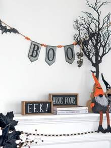67x7.3"H Iron Boo Banner W/Bats, For Halloween Holiday Decor