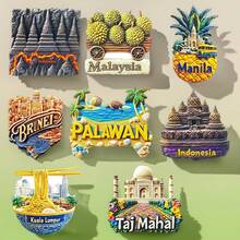 1pc 3D Fridge Magnet, Travel Souvenir From Philippines, India, Malaysia, Brunei - Multicolor - View 1