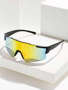 POLASUP 1pc Cycling Outdoor Sports Goggles With Free Lanyard And Glasses Case Gift Set, Available In Black, White, Blue, Purple, Red, Pink For Men And Women. All Season Steampunk Punk Portable Y2K Vintage Classic Fashion Stylish Retro Large Frame Square Travel Driving Fishing Camping Cycling Hiking Running Glasses With Protection. - Multicolor - View 10