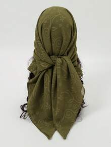 1 件花卉和卷轴印花头巾女士方形围巾优雅头巾、发带、头带非常适合装扮您的外观