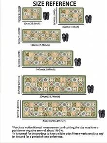 1pc Diatomite Kitchen Mat, High-End Black & White Color Block Retro Floral Pattern Patchwork Design, Luxurious Minimalist Style, Cushioned Anti-Fatigue Kitchen Carpet, Absorbent Quick-Dry Non-Slip Rug For Kitchen, Bathroom, Entryway, Laundry Room, Living Room, Can Be Trimmed To Any Size